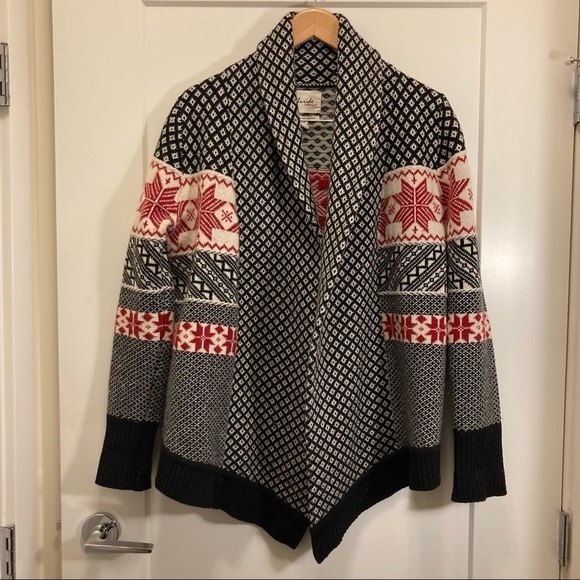 Telluride Sz M  Lambswool Open Front High Low Hem 80% Scandinavian Type Cardigan - Picture 1 of 5